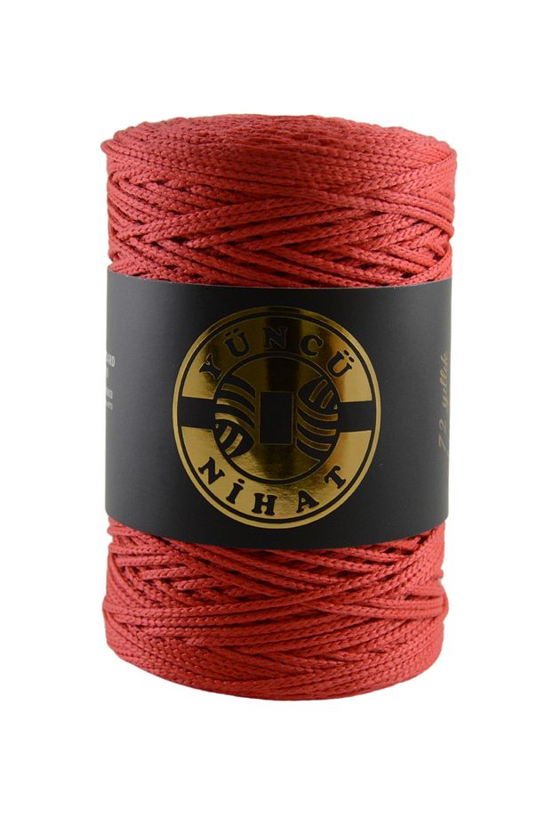 200 gr - 200 Mt - 2.5 Mm KIRMIZI (015) Polyester Makrome Ipi Çanta Ipi Supla Ipi Örgü Ipi - 5