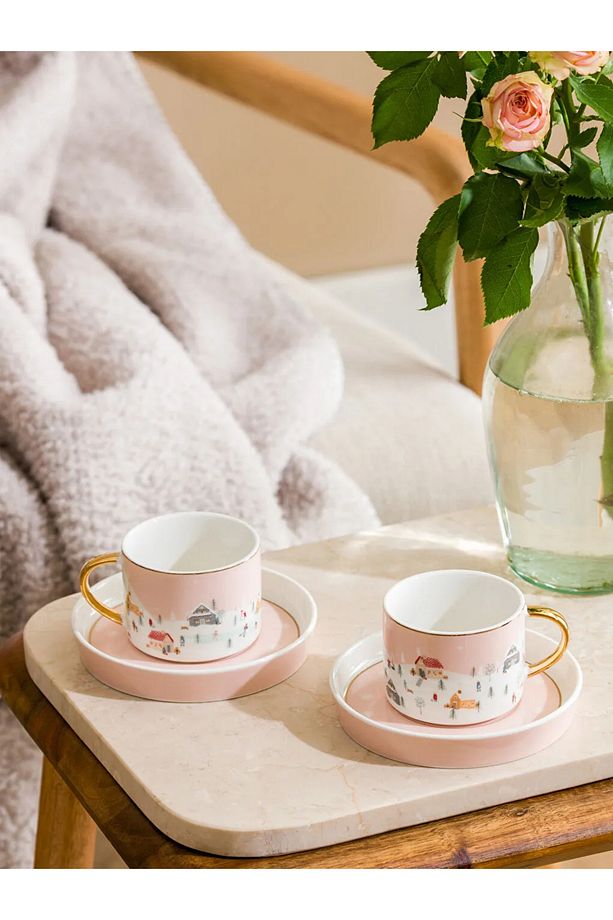 LCW HOME Pembe Yılbaşı Temalı 2 Kişilik Kahve Fincan Takımı 90 Ml - 1