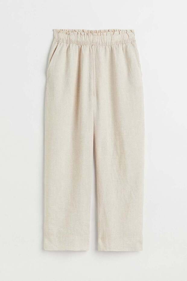 Ankle-length linen trousers