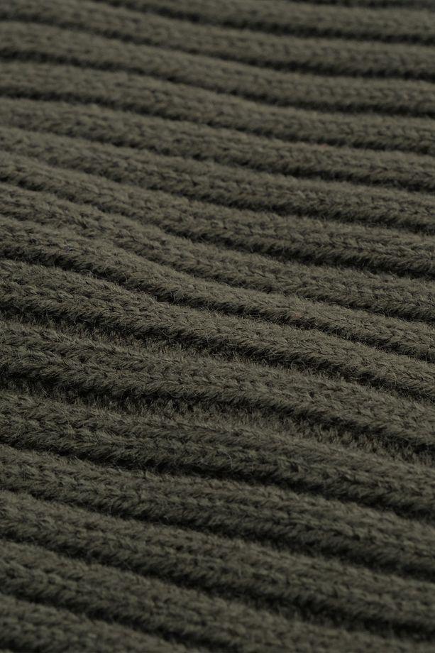 Unisex Asker Yeşili Bere Kışlık Basic Logo Detaylı Düz Günlük Kullanım Akrilik Waylett - 3