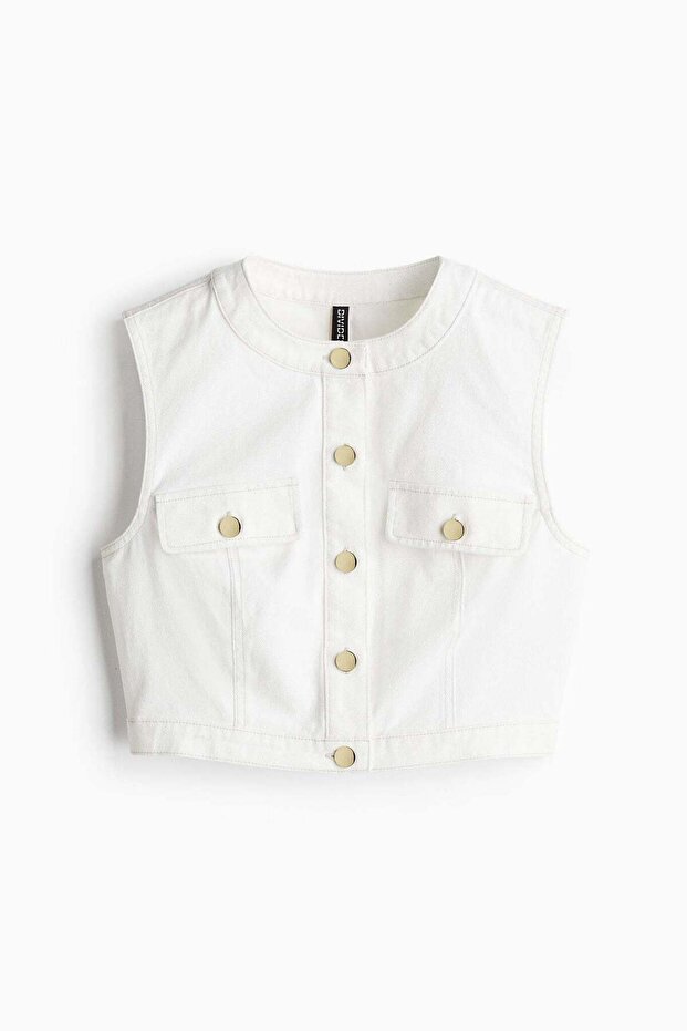 Cropped denim top - 6