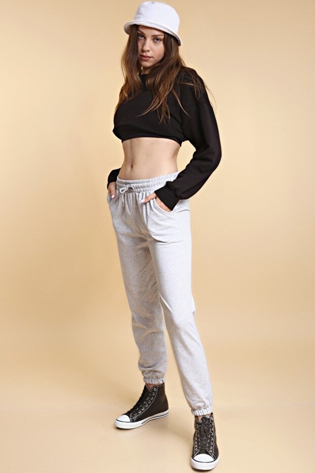 Gray Sweatpants with Pockets - 2