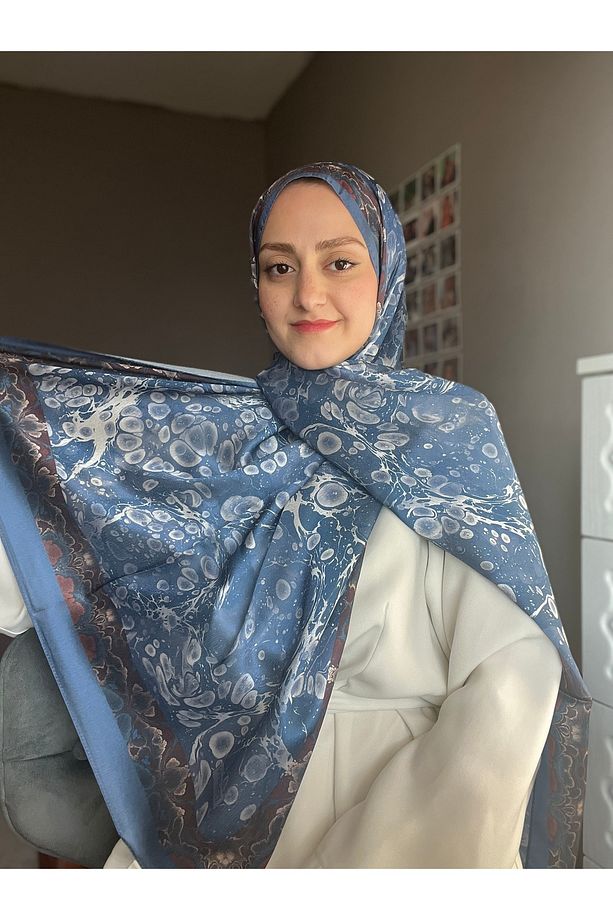 Ebru Desenli İpek Vual Şal - 2