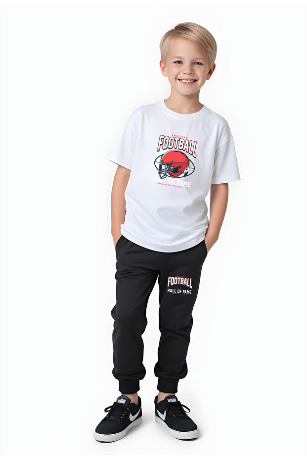 A. Football Printed Boys' Double Pocket Bottom-Top Suit
