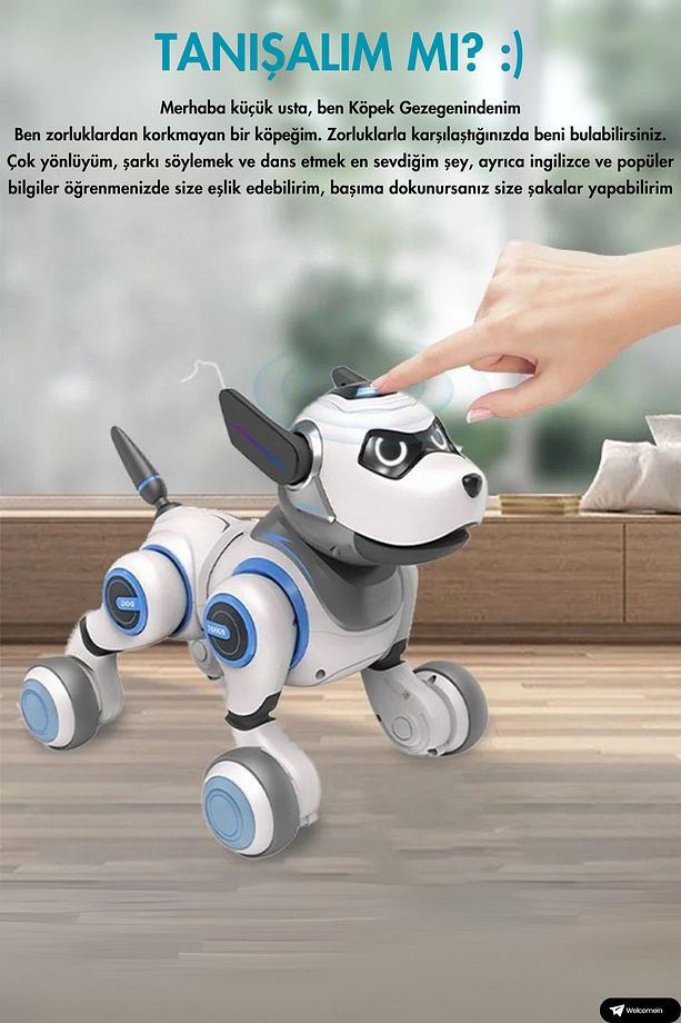 Oyuncak El Sensörlü  Uzaktan Kumandalı Şarjlı 22 Fonksiyonlu Smart İnteraktif Akıllı Robot Köpek - 3