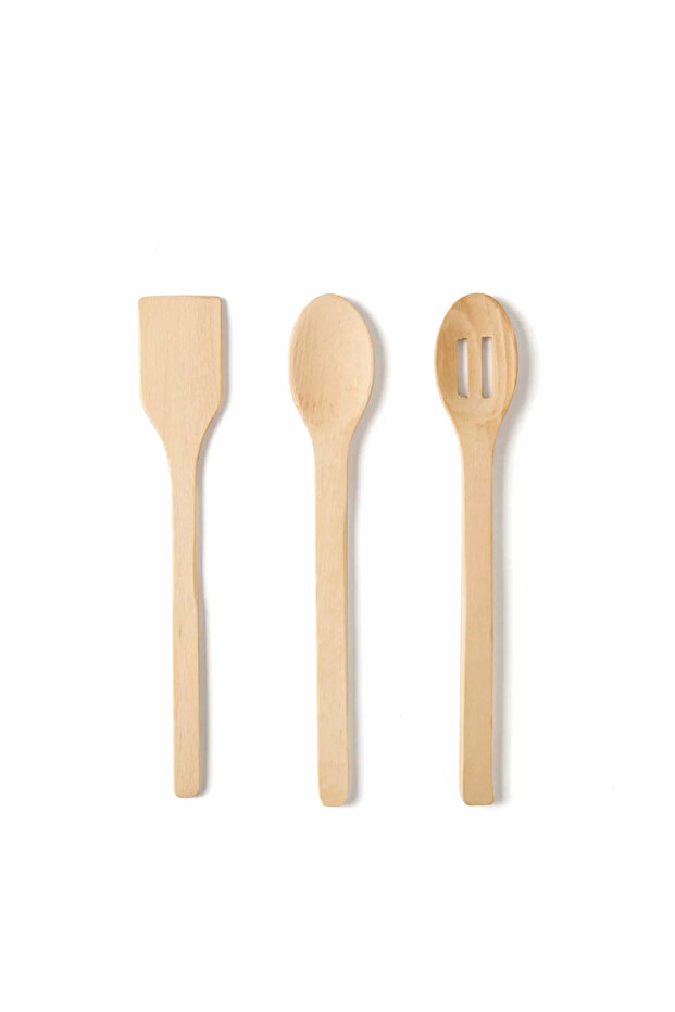 100% Local Handmade 27 cm Tall Beech Wood 3-Piece Service Set for Camping, Picnic, Home
