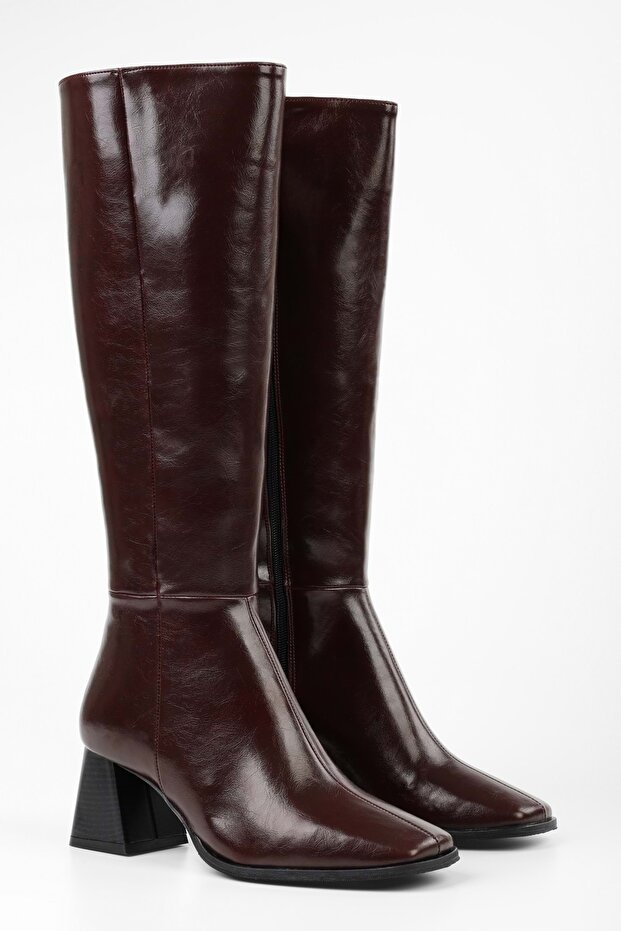 Dámske čižmy Stall Claret Red s tupou špičkou - 1