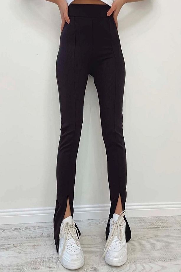 Kadın Fitilli (2li Set) Ispanyol Paça Ve Yırtmaçlı Tayt Pantalon 2 Adet - 3