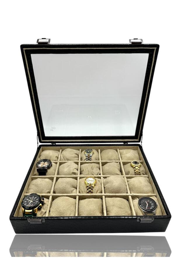 Diji 20-Piece Watch Box Watch Case Crocodile Black