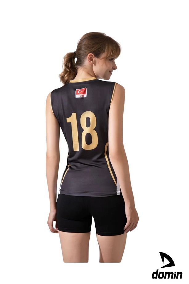 Kadın Siyah Likralı Tek Üst Voleybol Forması Volleyball Jerseys Dmns8759 - 3