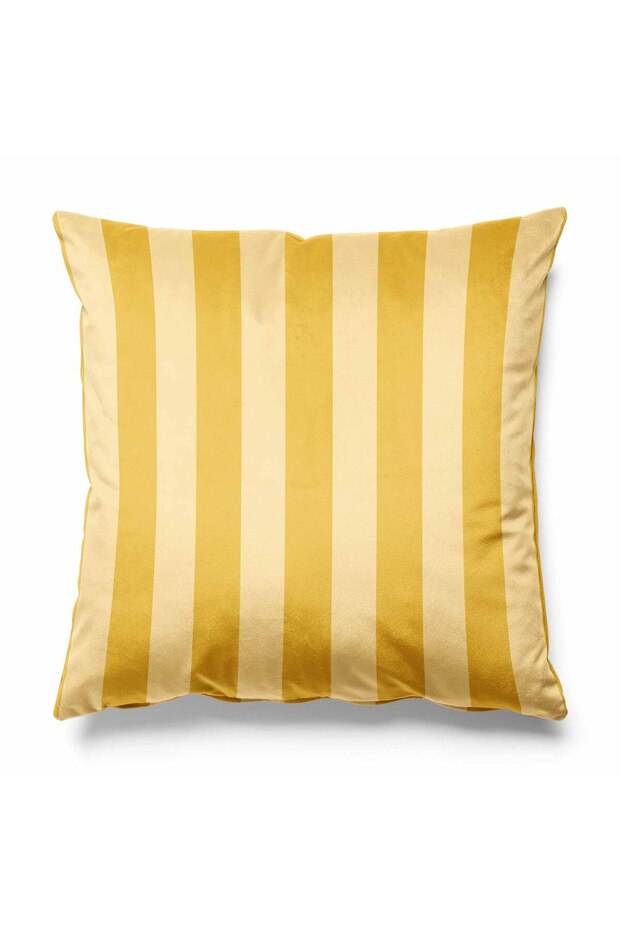 Striped Throw Pillow Cover Upholstery Suede Fabric 43*43 cm - Yellow