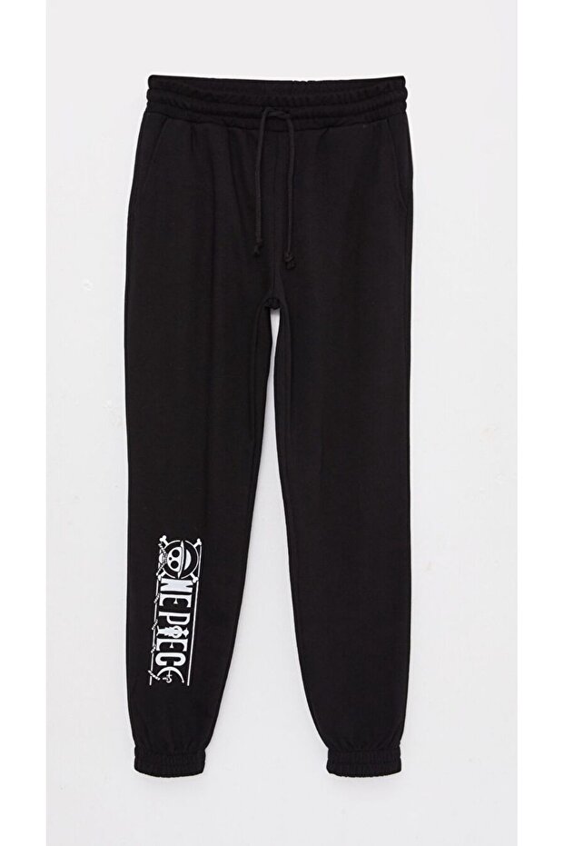 Women's One Piece Printed Jogger Leg Elastic Comfort Fit Fit Black Sweatpants