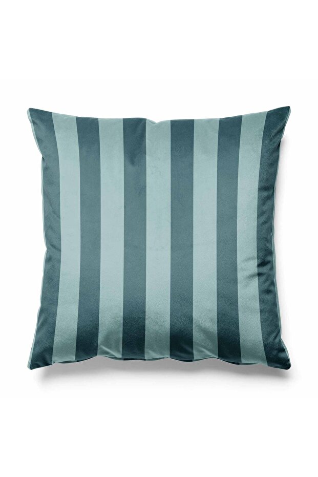 Striped Throw Pillow Cover Upholstery Suede Fabric 43*43 cm - Petrol Blue
