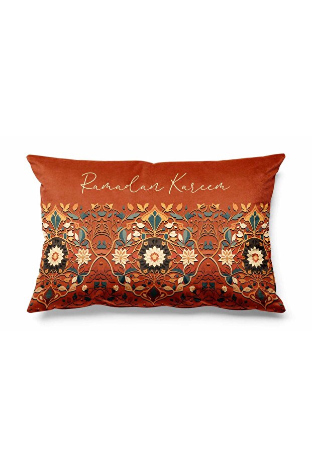 فانوس رمضان - نمط مستطيل، طباعة على الوجهين، غطاء وسادة من جلد الغزال - 1