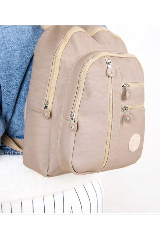 Crinkle Fabric Multi-Compartment Backpack - 1