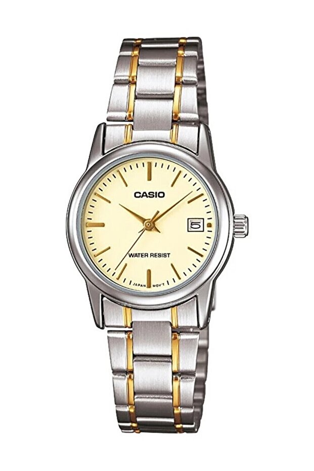 Gold Silver Color Calendar Women's Wristwatch