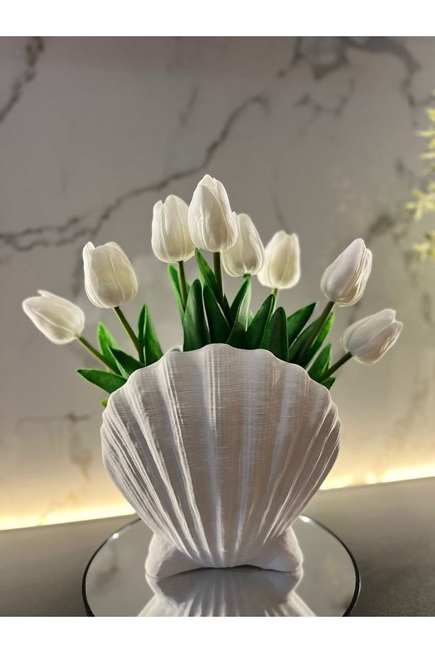 İstiridye Vazo 18 CM (BOYANABİLİR VE ÇİÇEKLER SETE DAHİL DEĞİLDİR) - 5