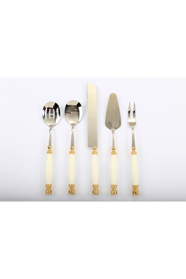 Gold Color 5 Piece Porcelain Serving Set