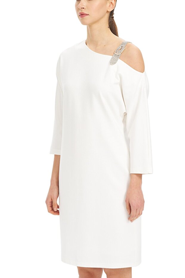 Omuz Dekolteli Mini Elbise - 4