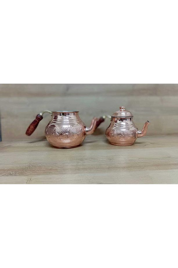 Sebe Home  Bakır  ORTA BOY  TUĞRA DESENLİ  Çaydanlık Seti - 4