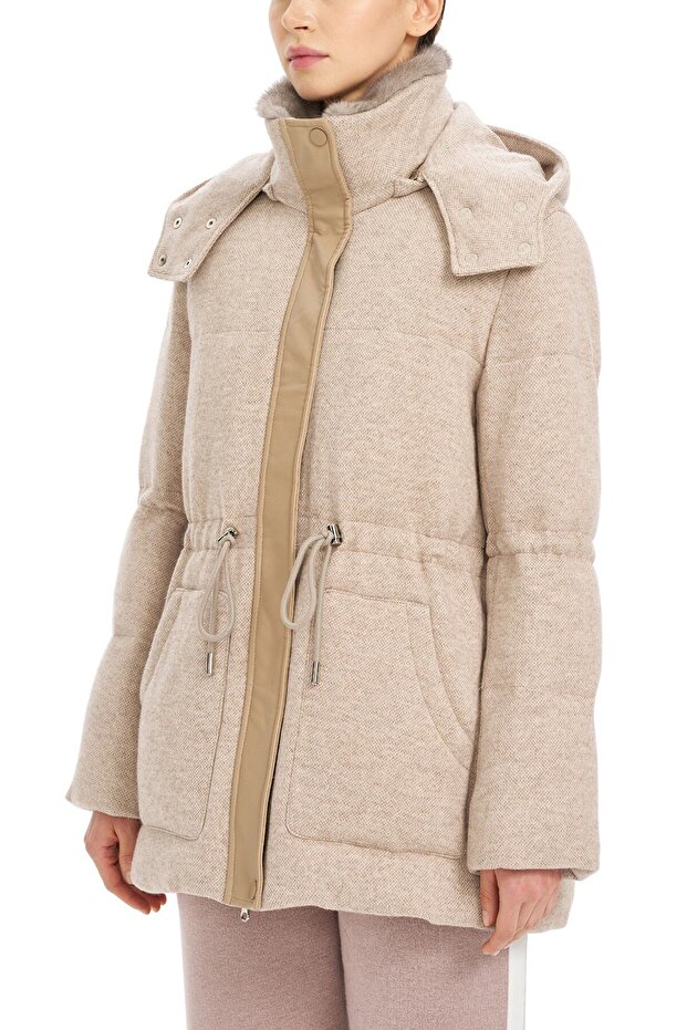 Kapüşonlu Bel Lastikli Mont - 5