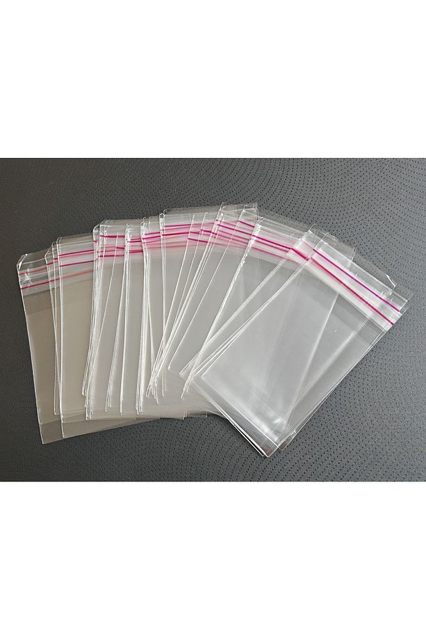 YAPIŞKAN BANTLI ŞEFFAF POŞET 5X11+3 CM (5X14 CM) 100 ADET - BİJUTERİ/TAKI İÇİN UYGUNDUR. - 2