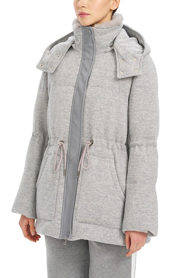 Kapüşonlu Bel Lastikli Mont - 5