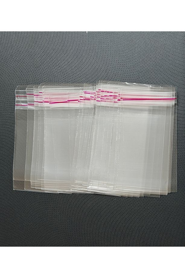 YAPIŞKAN BANTLI ŞEFFAF POŞET 5X11+3 CM (5X14 CM) 100 ADET - BİJUTERİ/TAKI İÇİN UYGUNDUR. - 6