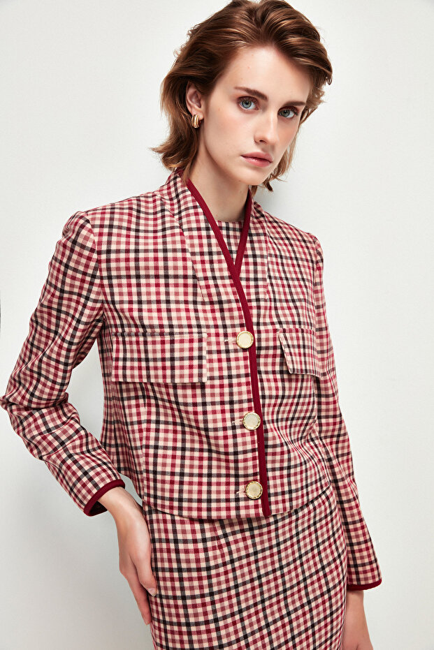 Plaid Patterned Padded Jacket - 4