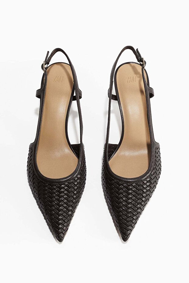Braided slingback court shoes
