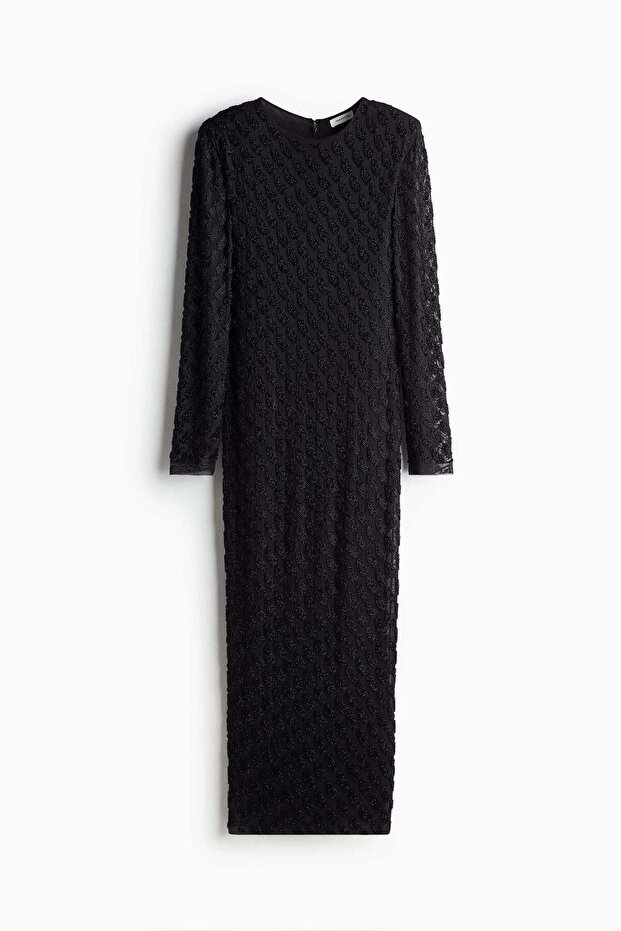 Bead-embellished mesh dress