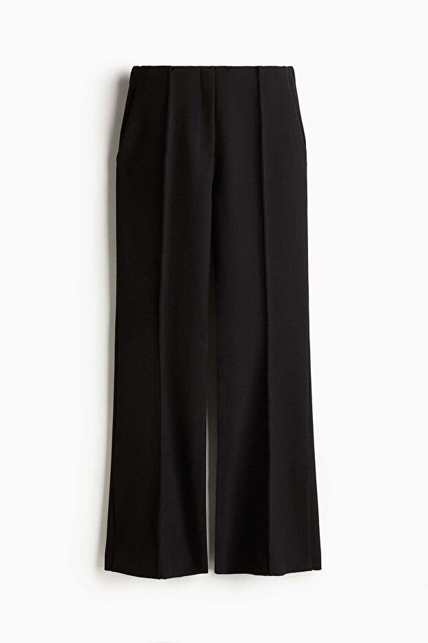 Flared slit-hem twill trousers