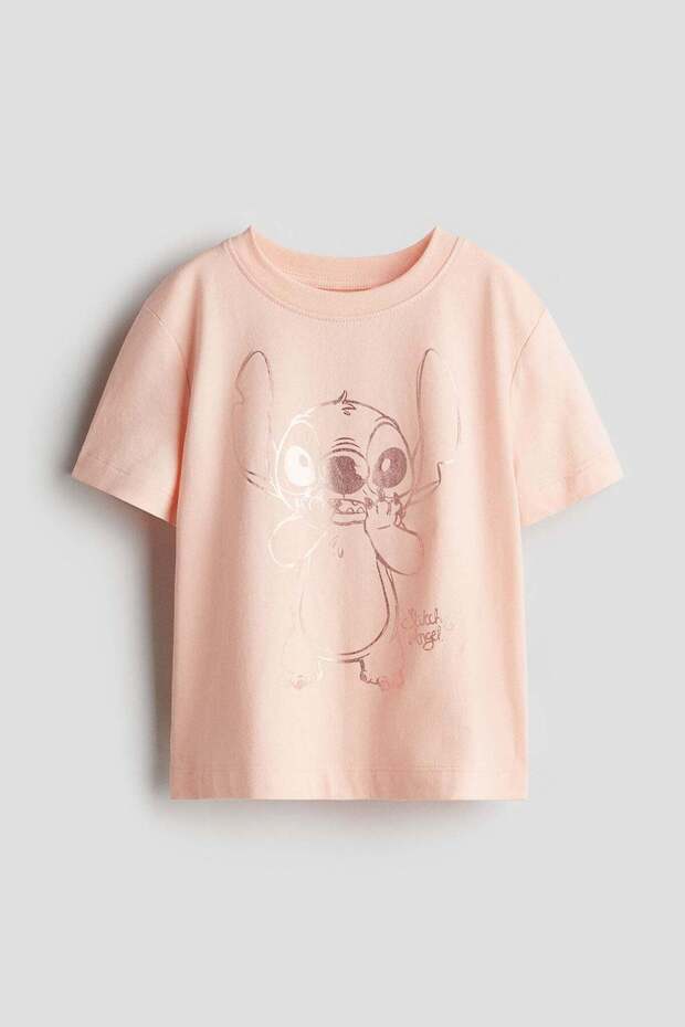 Print-motif cotton T-shirt