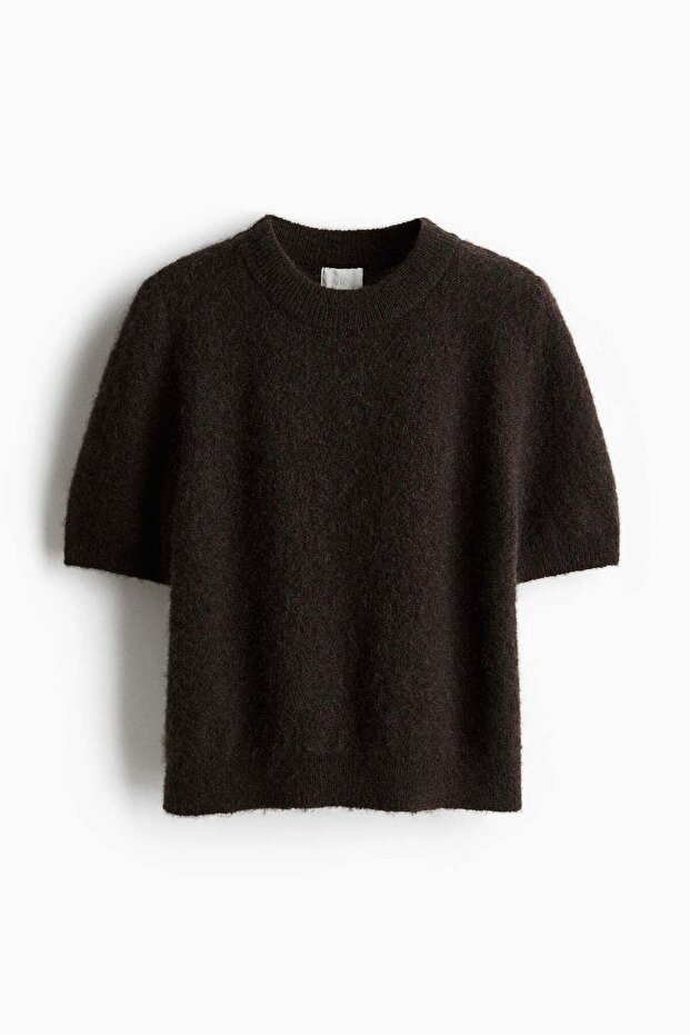 Short-sleeved mohair-blend top