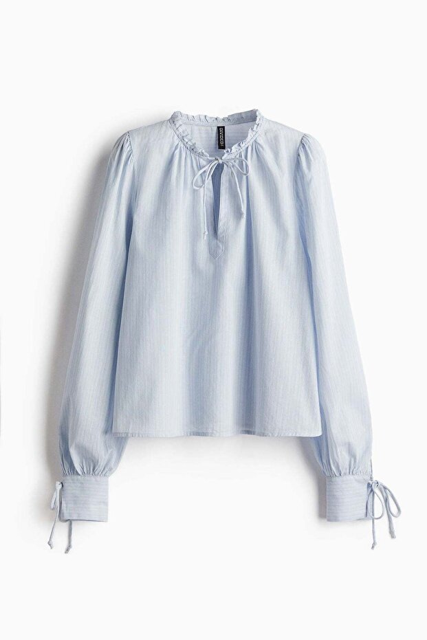 Tie-detail cotton blouse