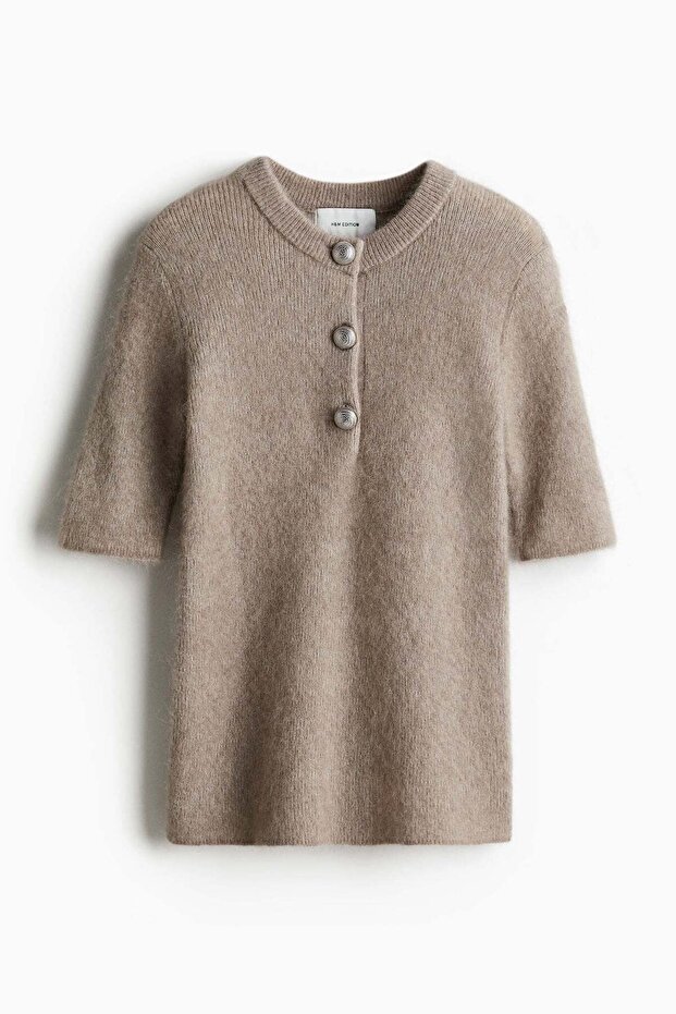 Mohair-blend button-detail top