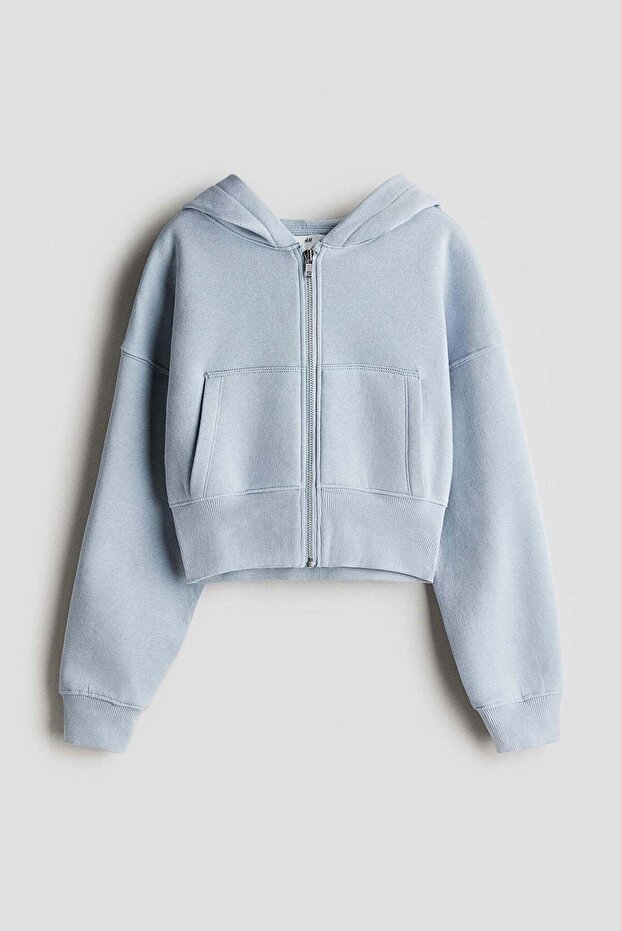 Cropped zip-through hoodie