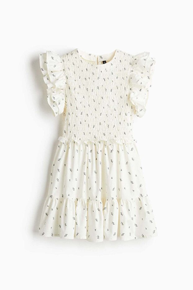 Flutter-sleeved poplin dress