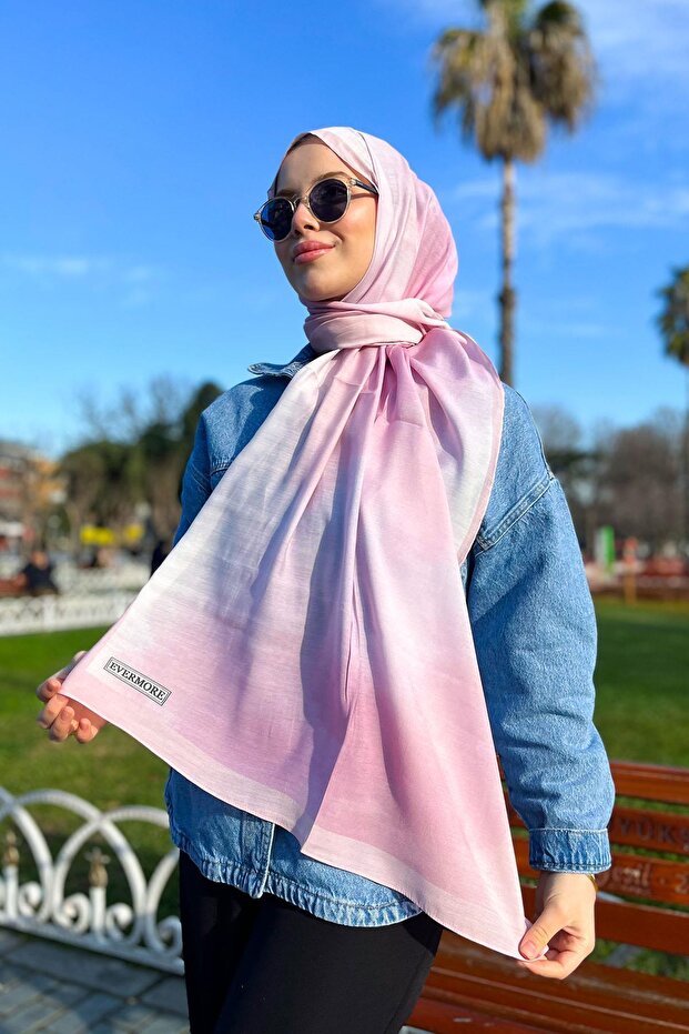 شال أناقة - نمط سحابة - EM016-11 - وردي - 2