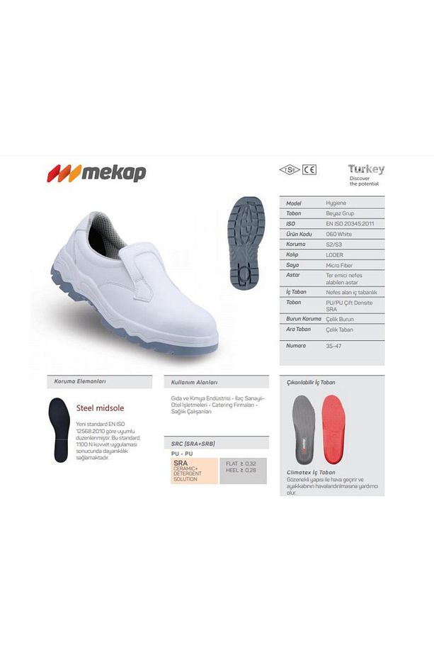 Hygiene 060 S2 Src Beyaz Mikrofiber Deri Çelik Burun Iş Ayakkabısı - 3