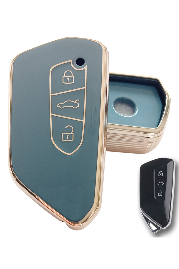 Volkswagen Golf 8 - Cupra Skoda Octavia Compatible Gray Gold Auto Keychain