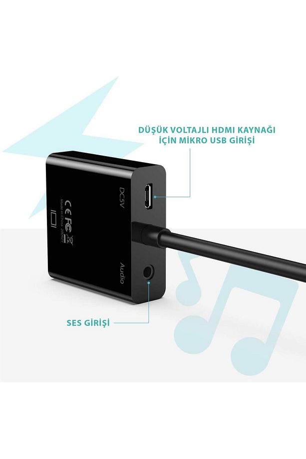 Syncwire Hdmı To Vga Ses Ve Micro Usb Çıkışlı Adaptör Çevirici - 2
