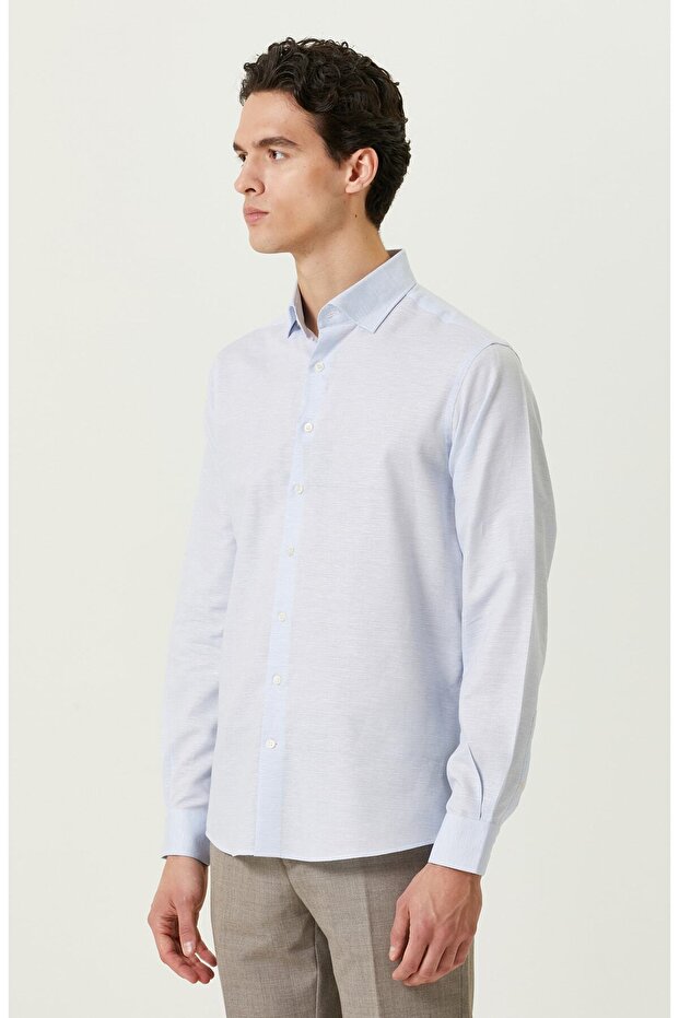 Mavi Desenli Gömlek - 3