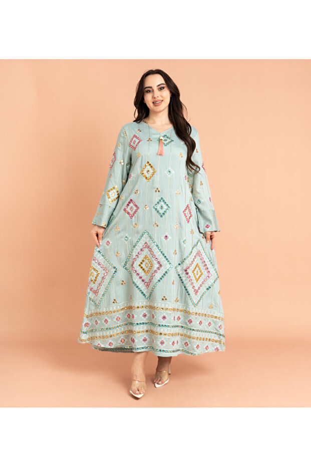 جلابية متلألئة بأنماط هندسية - 1