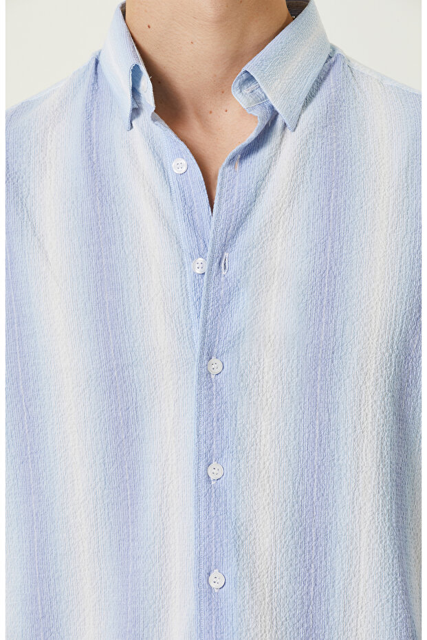 Mavi Çizgili Gömlek - 7