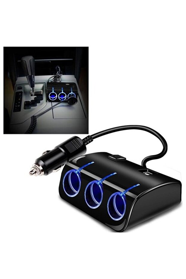 Araç Çakmak Çakmaklık Çoklayıcı Çoğaltıcı 3 Çakmak 2 Usb - 3