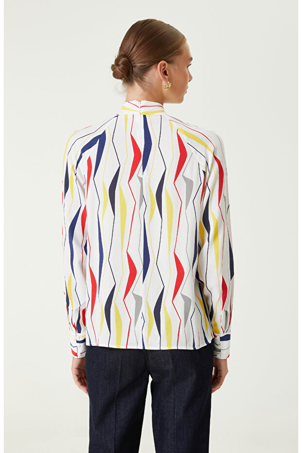 Beyaz Desenli Bluz - 6