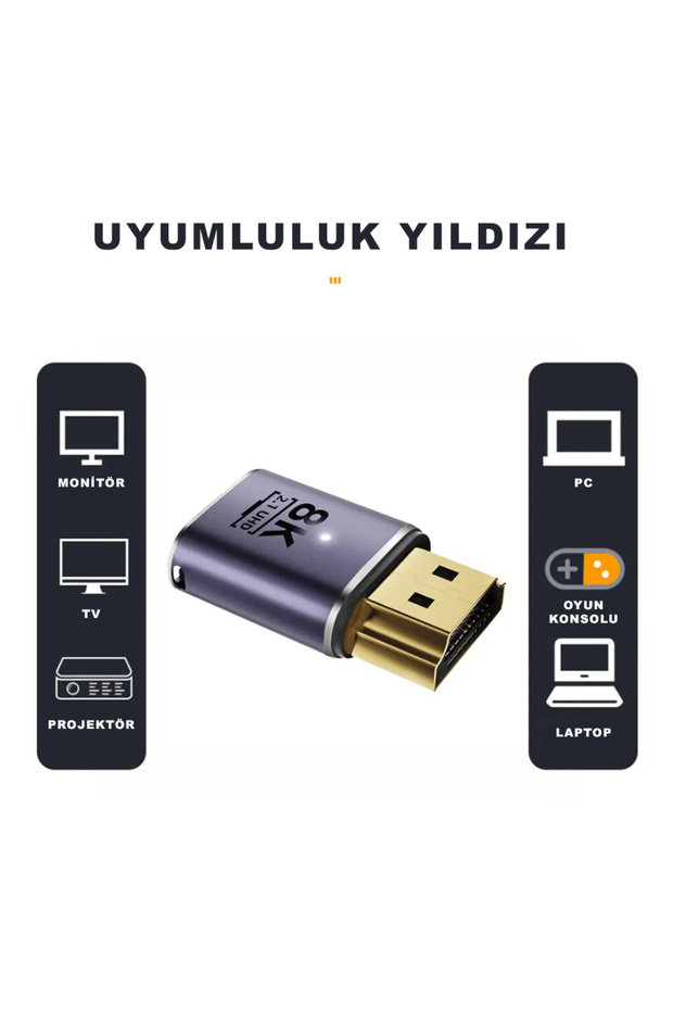HDMI to HDMI Çevirici 8K 2.1 UHD Dönüştürücü Adaptör - 3