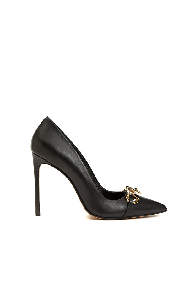 Siyah Deri Stiletto - 1