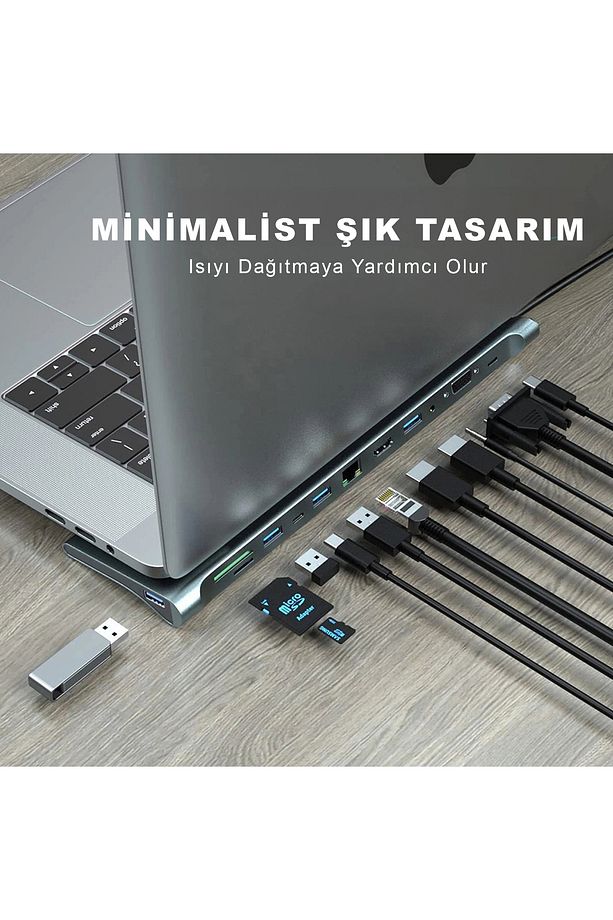 Notebook Dock Station Usb 3.1 Type C Uhd 4k Hdmı Minidp Vga Audio - 4